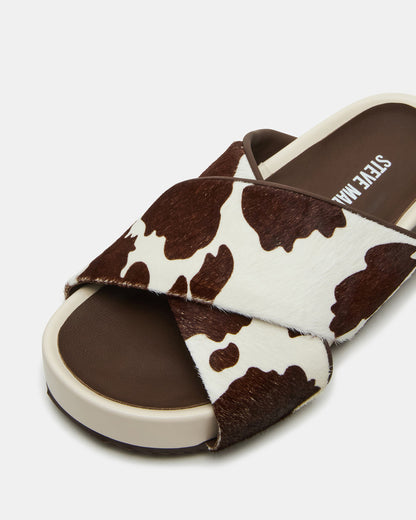 AVENDRA Brown Cow Print Flatform Slide Women's Sandal | Steve Madden Best Seller