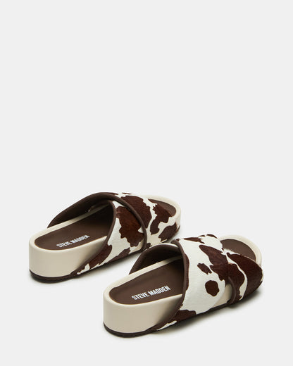 AVENDRA Brown Cow Print Flatform Slide Women's Sandal | Steve Madden Best Seller