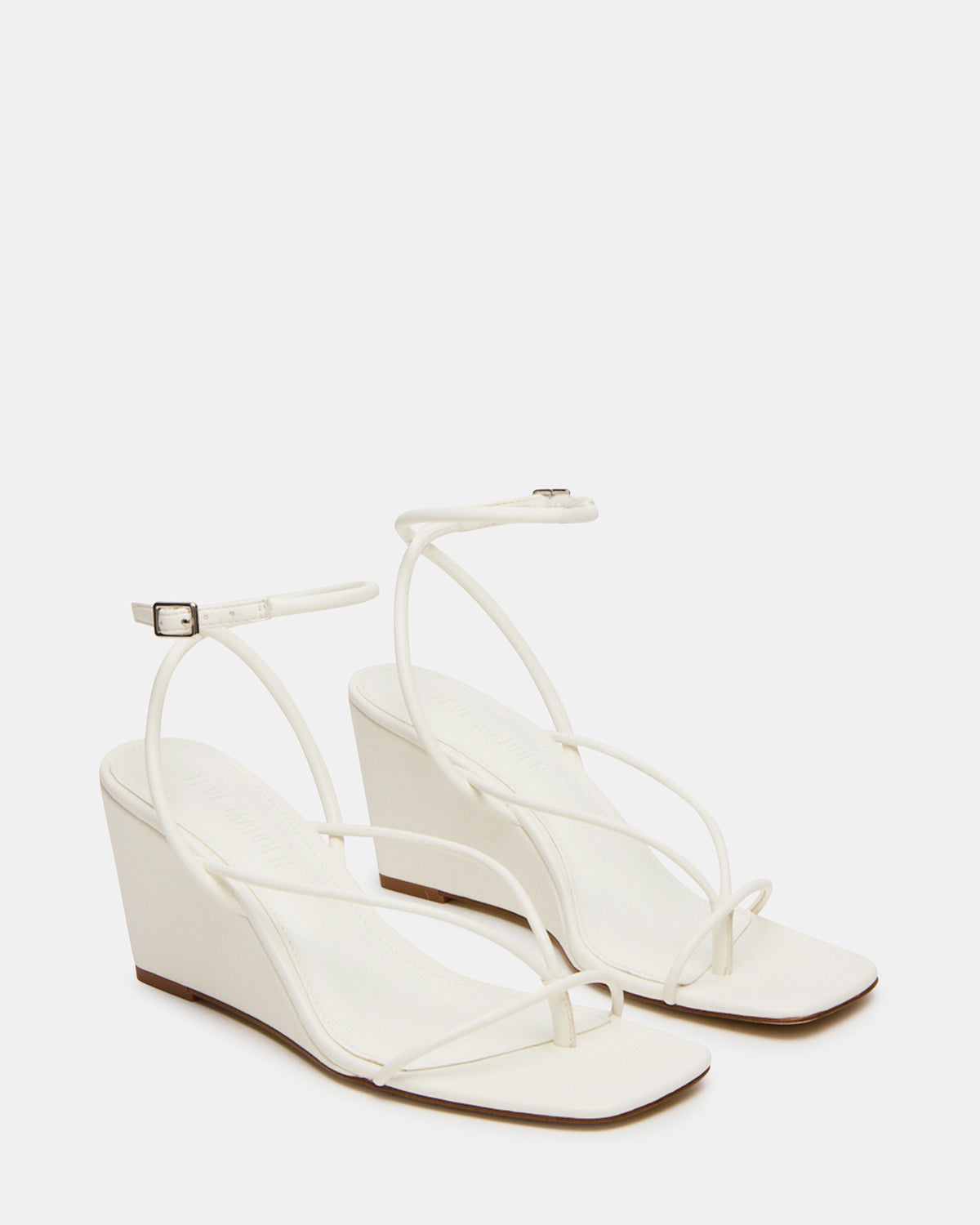 APPA White Square-Toe Strappy Wedge Women's Sandal | Steve Madden Latest