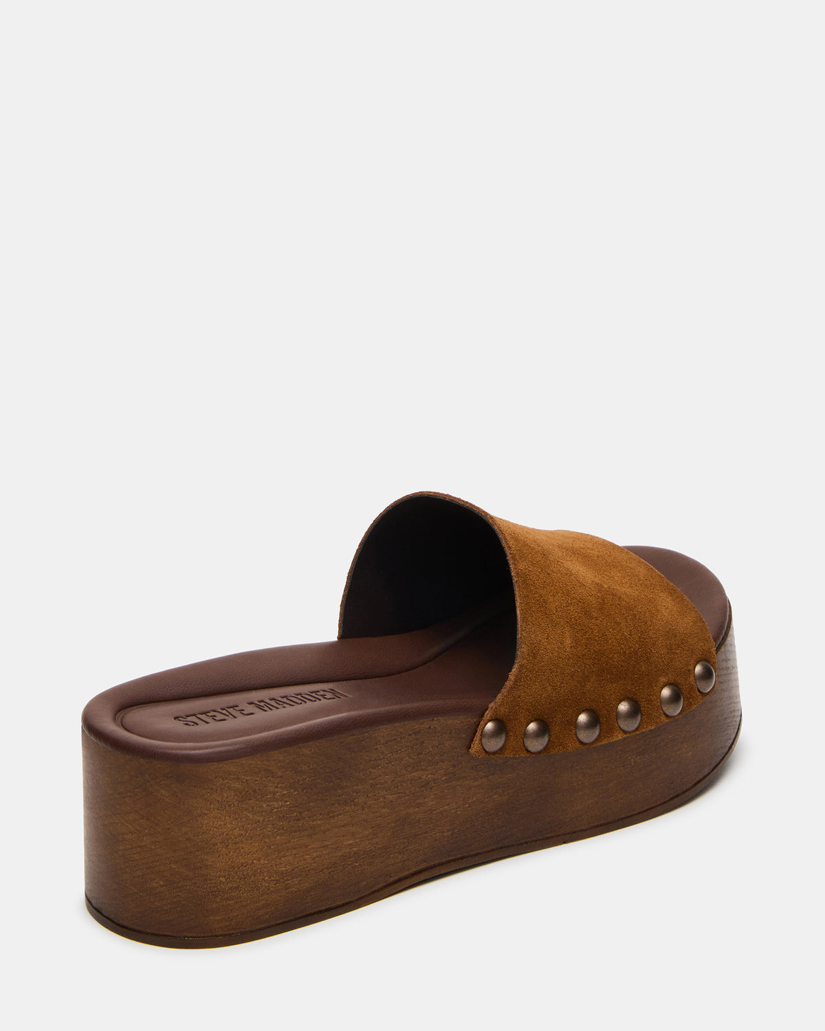 CONGA Tan Suede Platform Wood Bottom Slide Women's Sandal | Steve Madden Deals