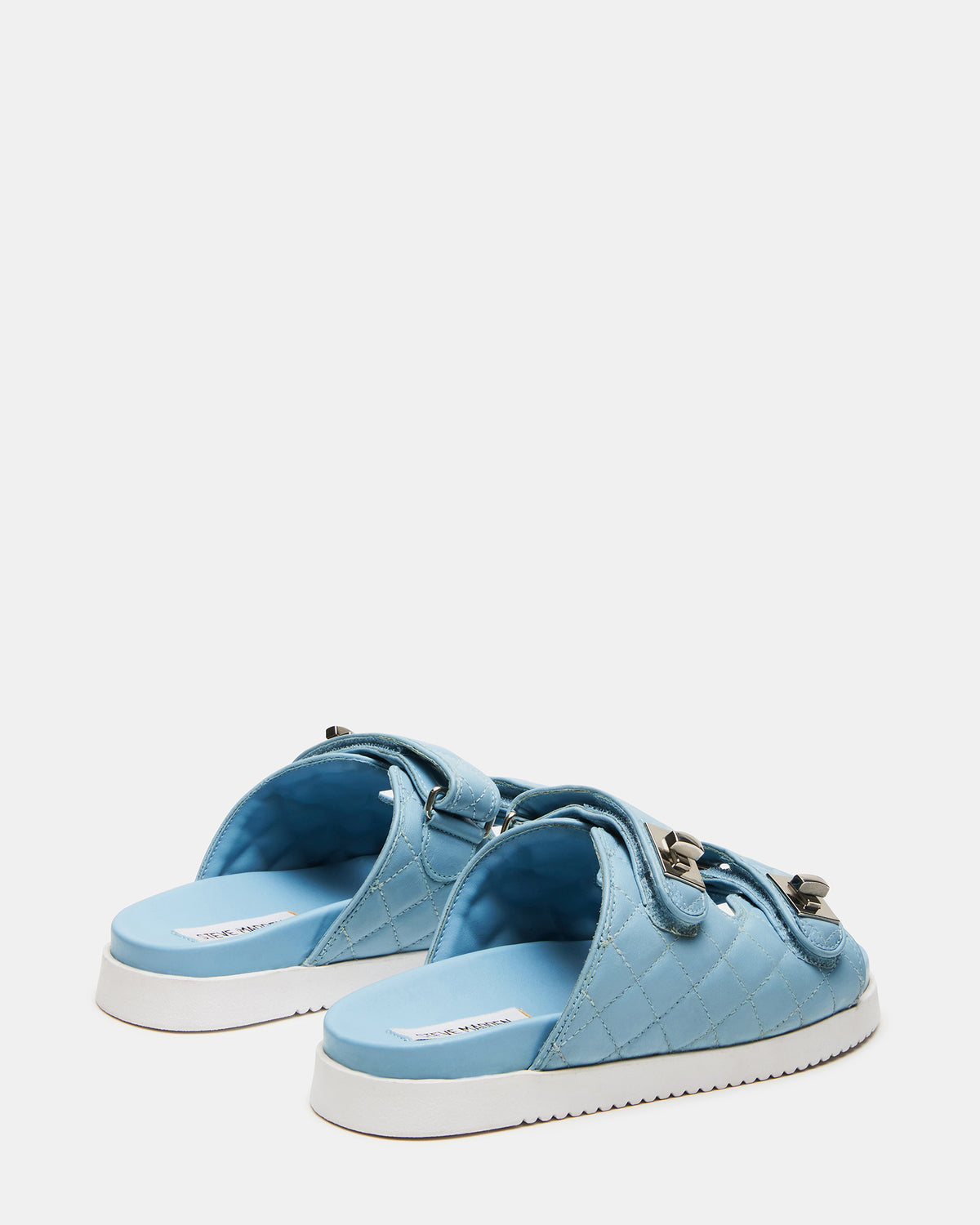 SCHMONA Blue Leather Quilted Slide | Women's Sandals | Steve Madden Special Offer