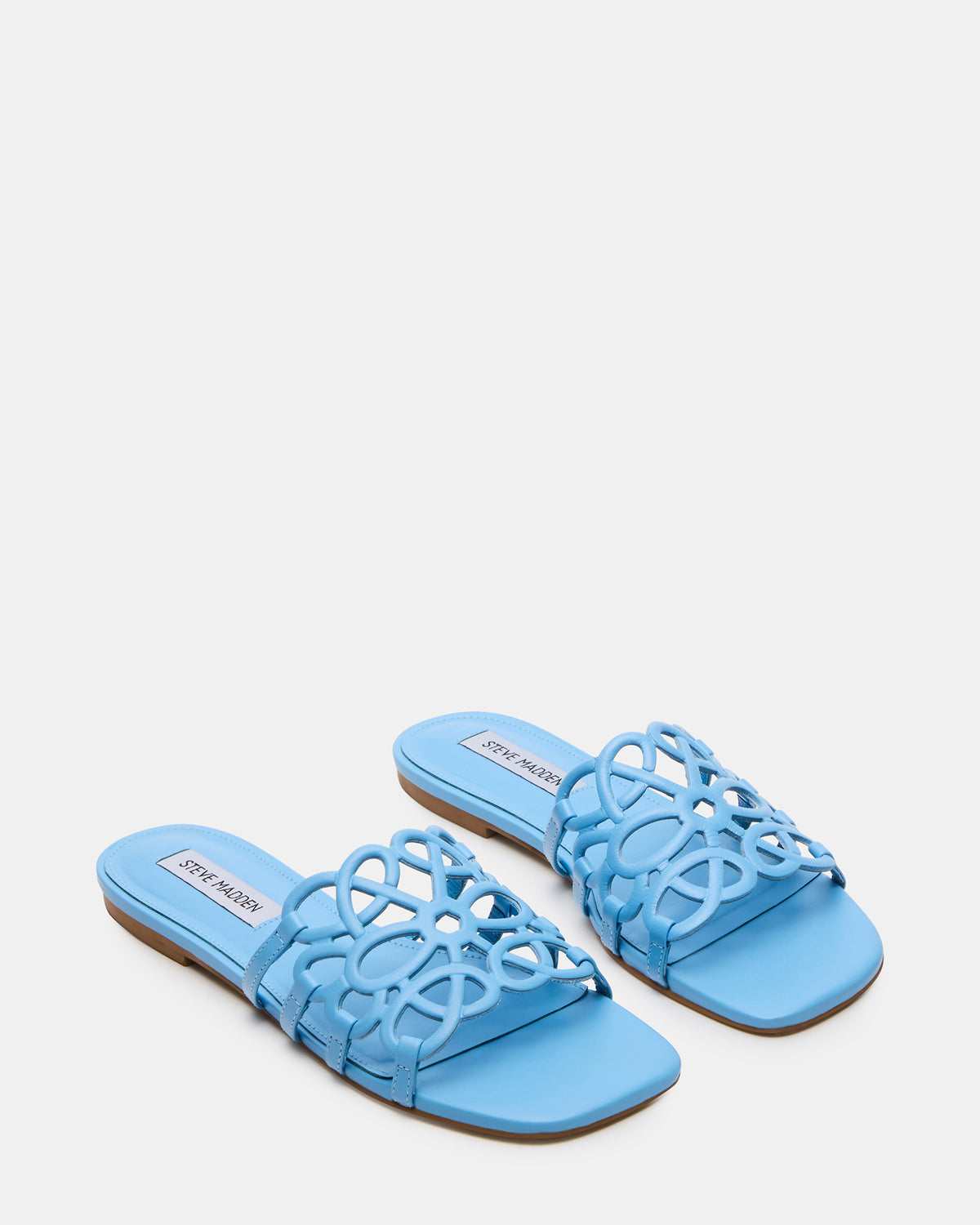 LOTUS Blue Leather Square-Toe Slide Women's Sandal | Steve Madden Popular