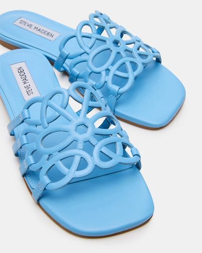 LOTUS Blue Leather Square-Toe Slide Women's Sandal | Steve Madden Popular