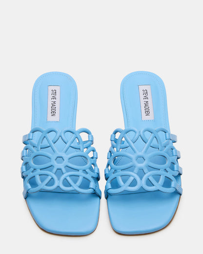 LOTUS Blue Leather Square-Toe Slide Women's Sandal | Steve Madden Popular