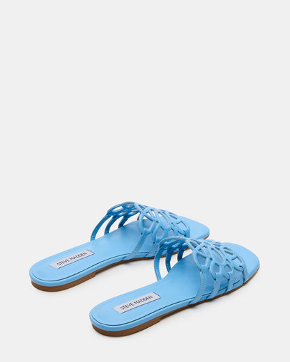LOTUS Blue Leather Square-Toe Slide Women's Sandal | Steve Madden Popular