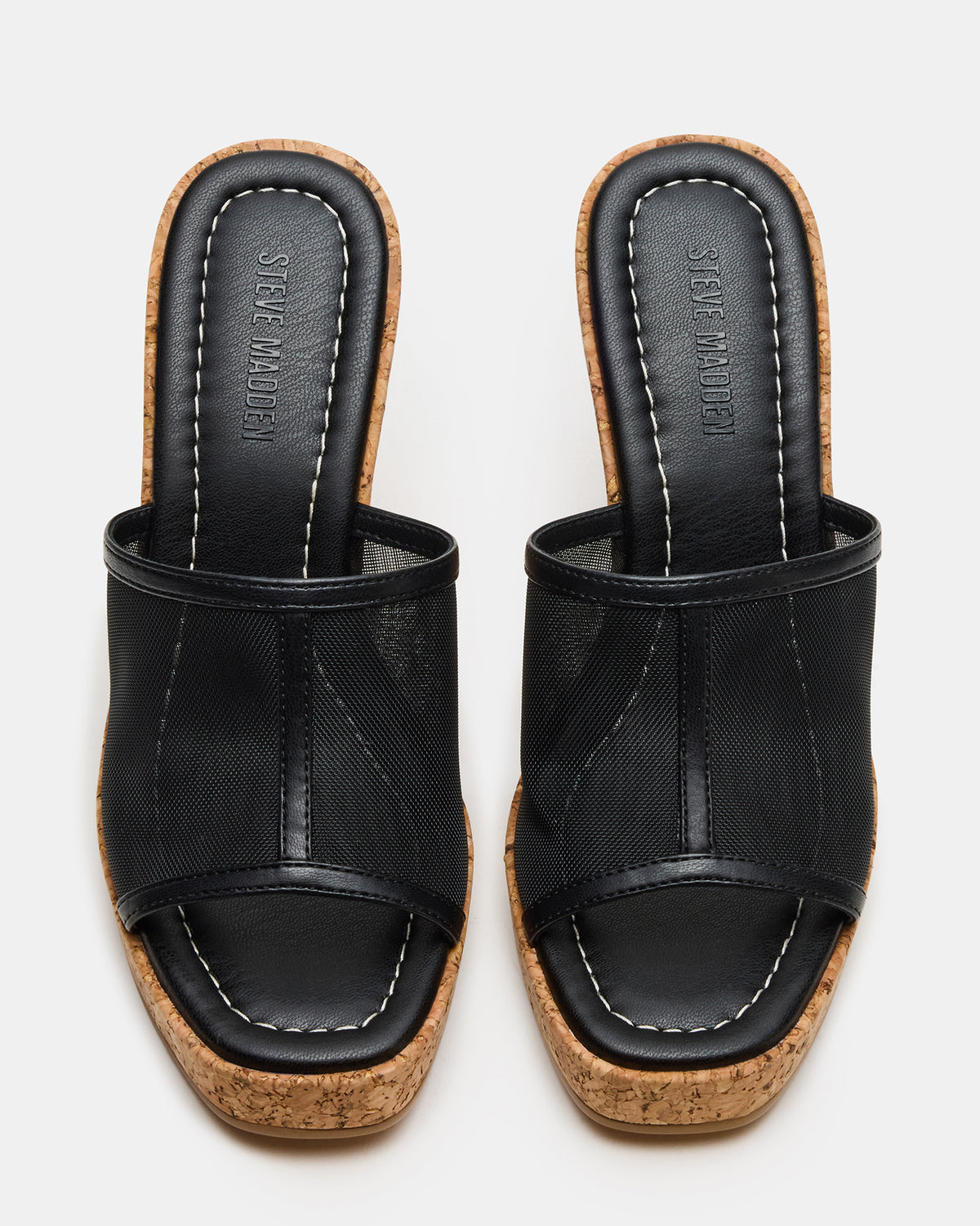 CRUZ Black Square-Toe Platform Mesh Wedge Mule Women's Sandal | Steve Madden Special Offer