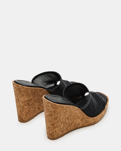 CRUZ Black Square-Toe Platform Mesh Wedge Mule Women's Sandal | Steve Madden Special Offer