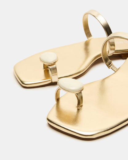 TAMARA Gold Flat Square-Toe Women's Sandal | Steve Madden Special Offer