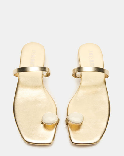 TAMARA Gold Flat Square-Toe Women's Sandal | Steve Madden Special Offer