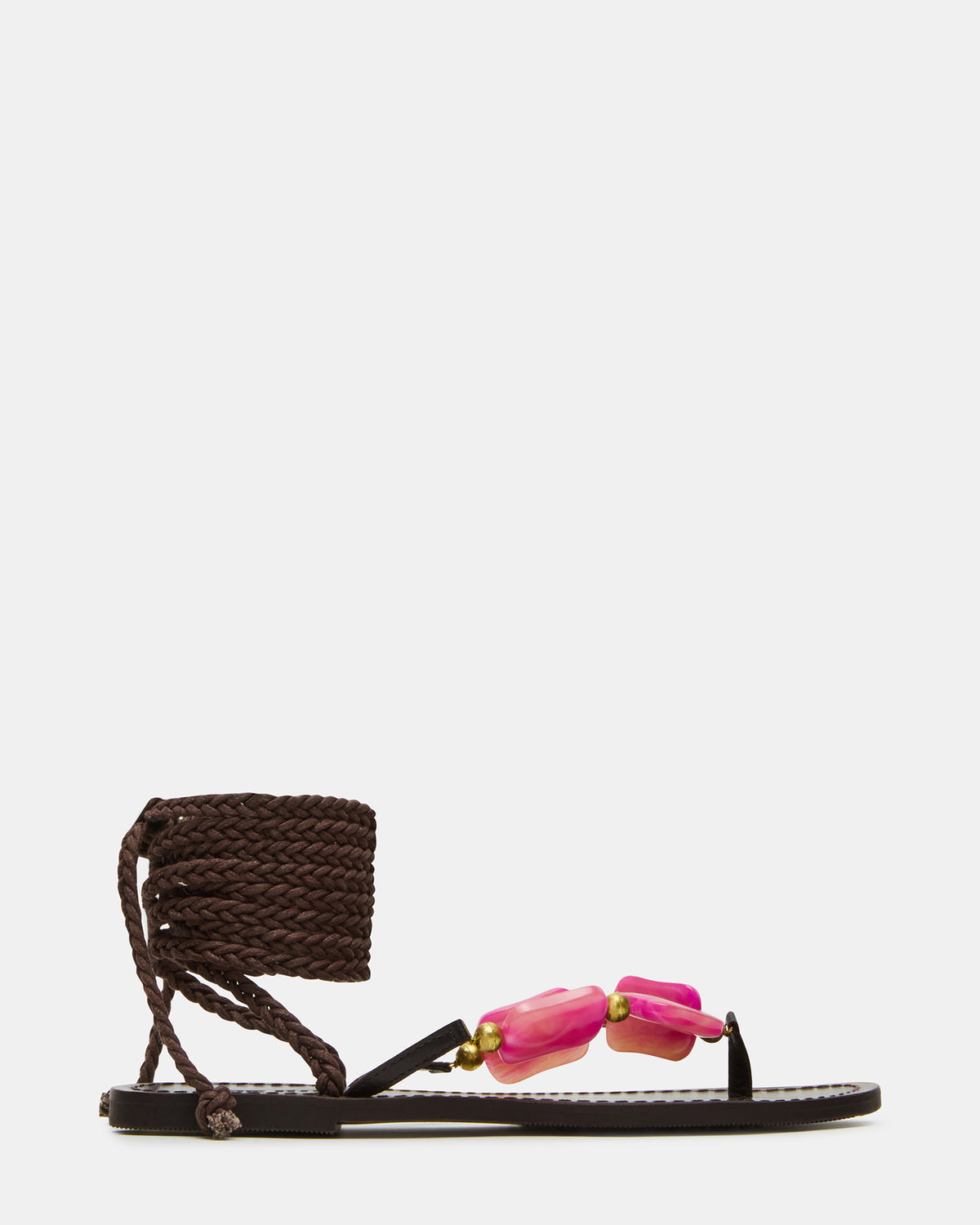 TASHA Pink Multi Strappy Lace-Up Flat Women's Sandal | Steve Madden Everyday