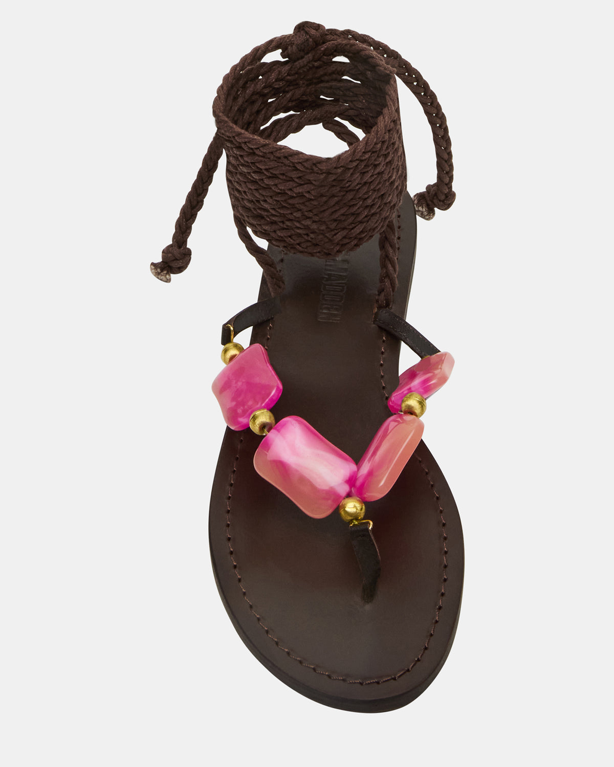 TASHA Pink Multi Strappy Lace-Up Flat Women's Sandal | Steve Madden Everyday