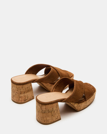 MARSDEN Chestnut Suede Women's Platform Square-Toe Mule Sandal | Steve Madden Top Pick