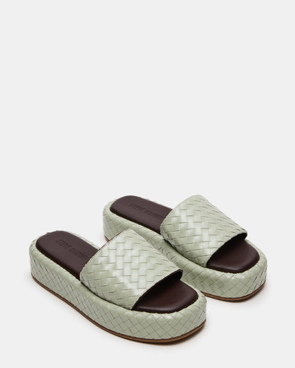 BEACHY Quilted Pistachio Platform Slide Women's Sandal | Steve Madden Popular