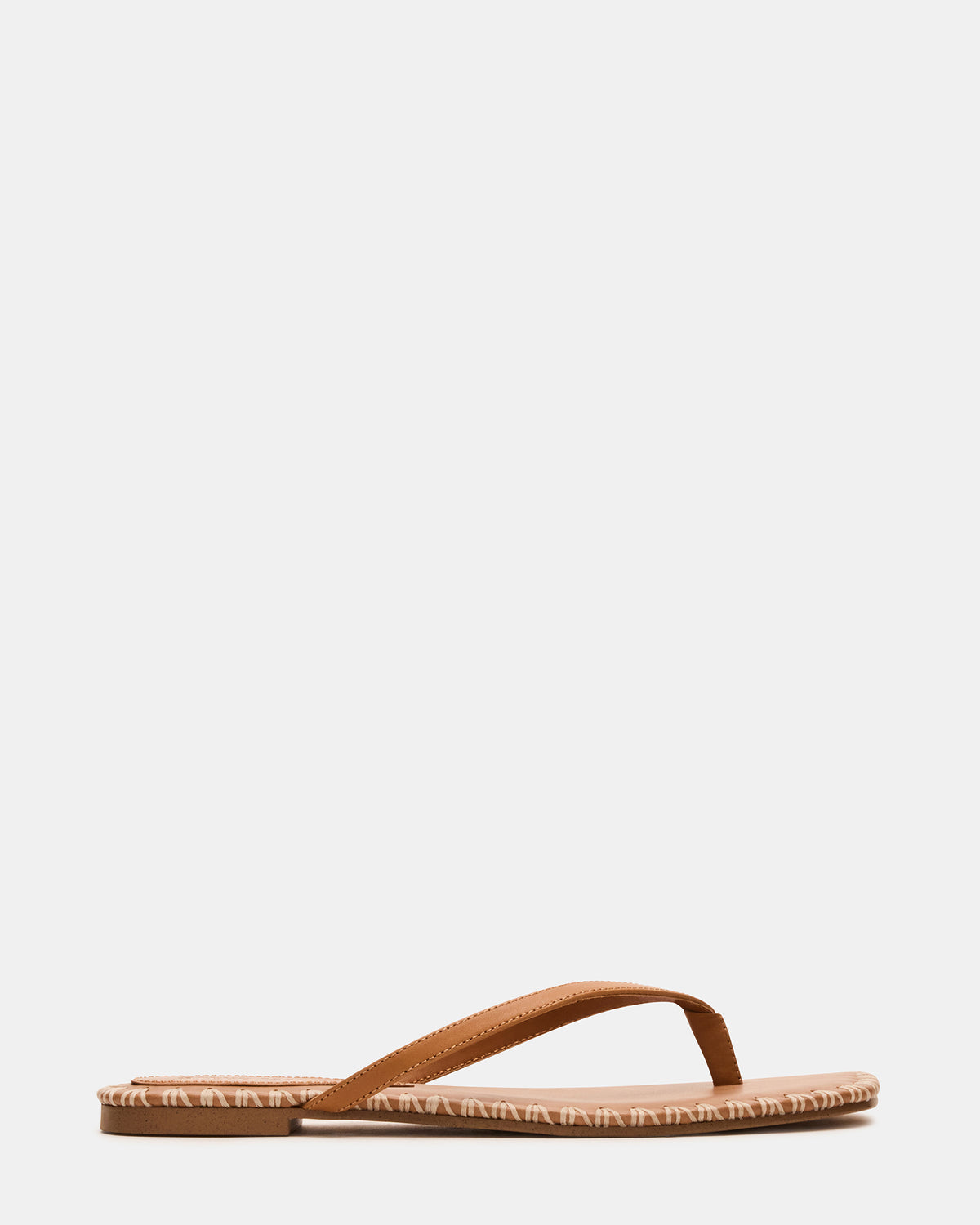 MARELLA Cognac Leather Women's Thong Square-Toe Sandal | Steve Madden Top Pick