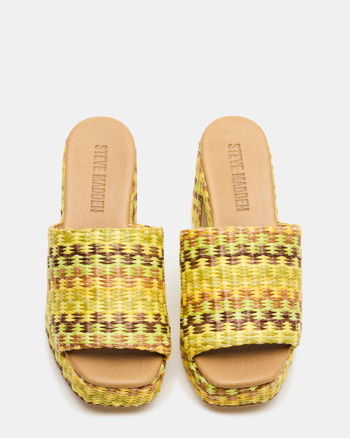 KOLA Raffia Multi Platform Square-Toe Block Heel Mule Women's Sandal | Steve Madden Featured