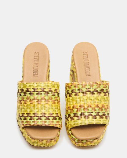 KOLA Raffia Multi Platform Square-Toe Block Heel Mule Women's Sandal | Steve Madden Featured