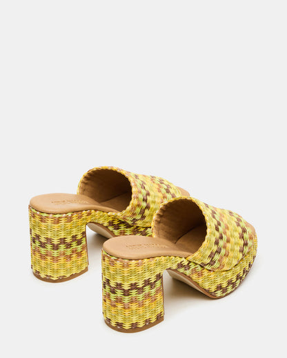 KOLA Raffia Multi Platform Square-Toe Block Heel Mule Women's Sandal | Steve Madden Featured