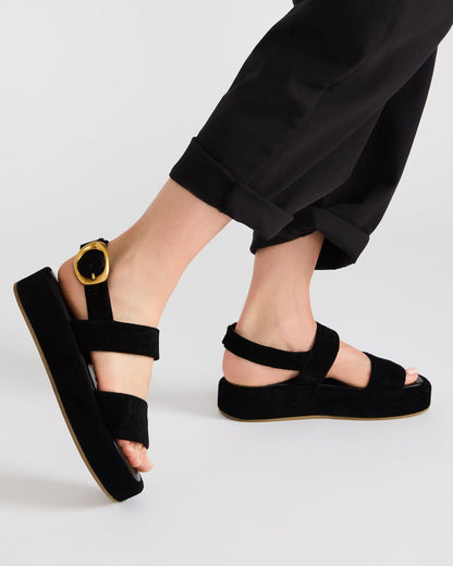 BARONI Black Suede Square-Toe Platform Women's Sandals | Steve Madden Best Seller