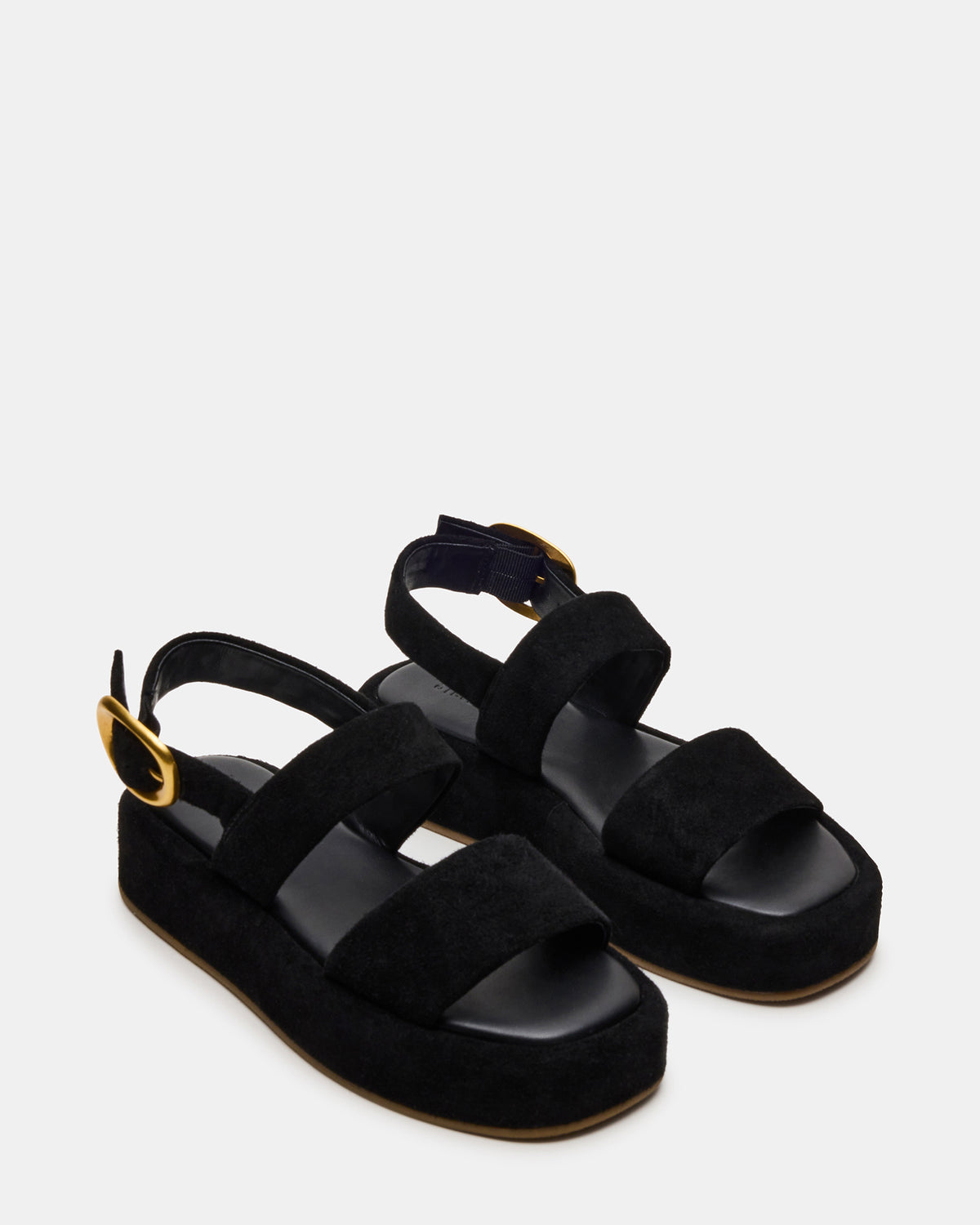 BARONI Black Suede Square-Toe Platform Women's Sandals | Steve Madden Best Seller