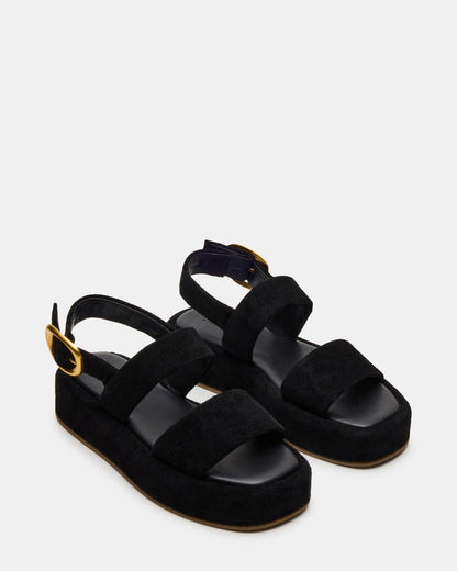 BARONI Black Suede Square-Toe Platform Women's Sandals | Steve Madden Best Seller