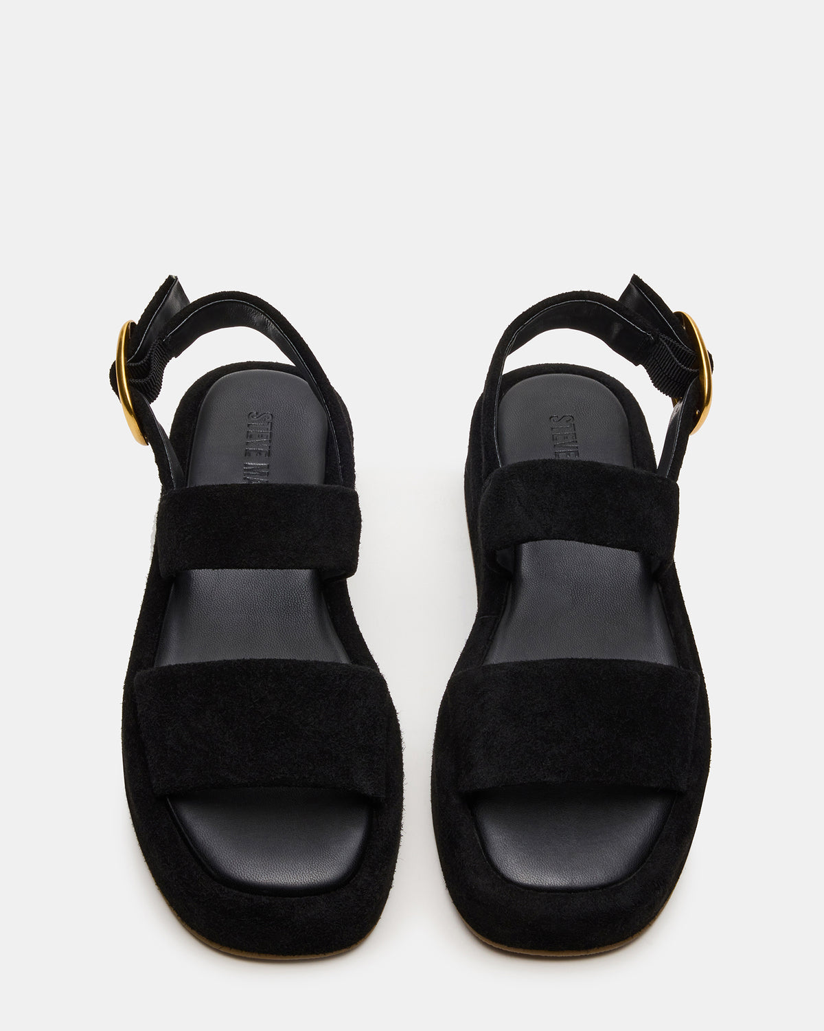 BARONI Black Suede Square-Toe Platform Women's Sandals | Steve Madden Best Seller