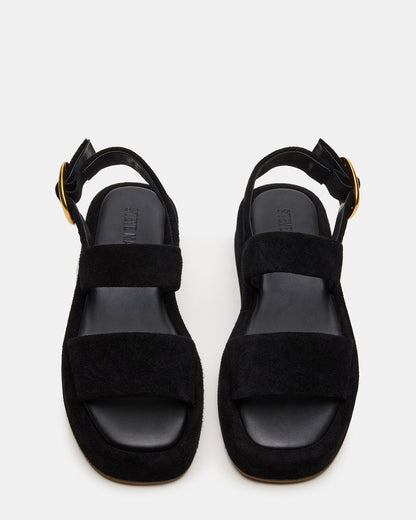BARONI Black Suede Square-Toe Platform Women's Sandals | Steve Madden Best Seller