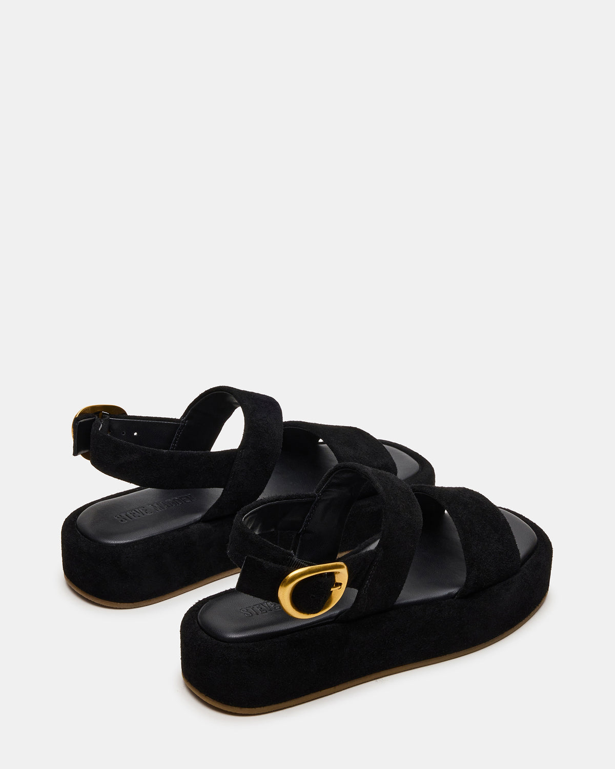 BARONI Black Suede Square-Toe Platform Women's Sandals | Steve Madden Best Seller