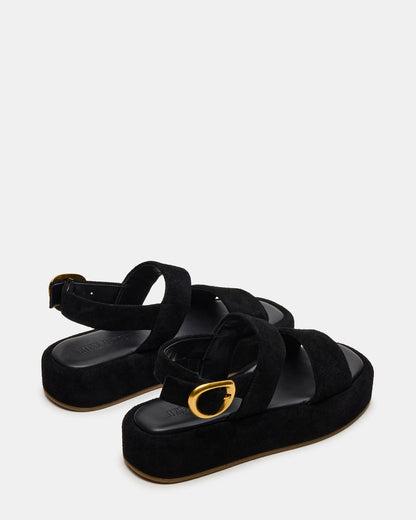 BARONI Black Suede Square-Toe Platform Women's Sandals | Steve Madden Best Seller