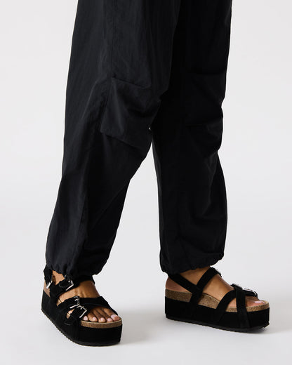 KIWI Black Suede Women's Strappy Platform Sandal | Steve Madden Trusted