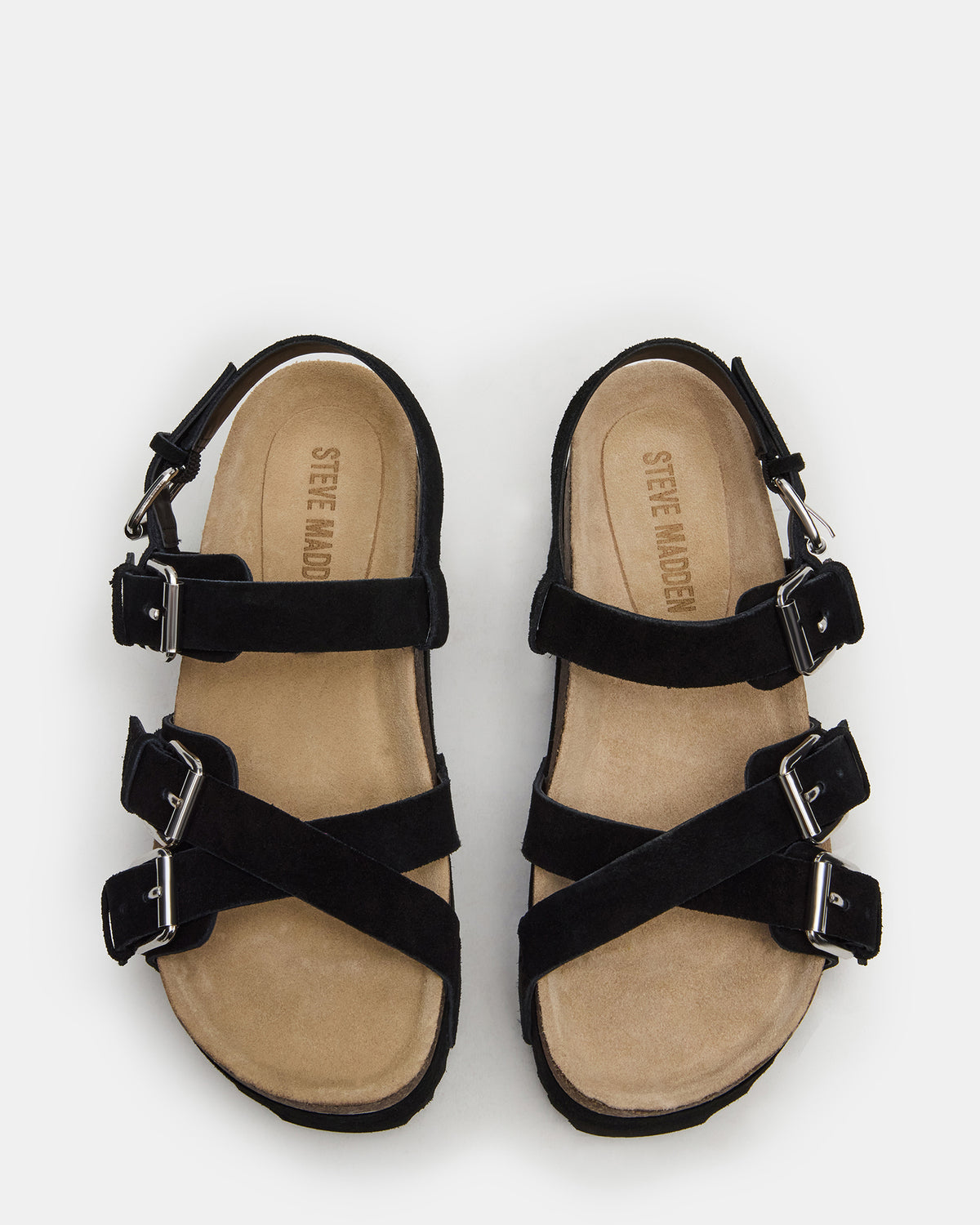 KIWI Black Suede Women's Strappy Platform Sandal | Steve Madden Trusted