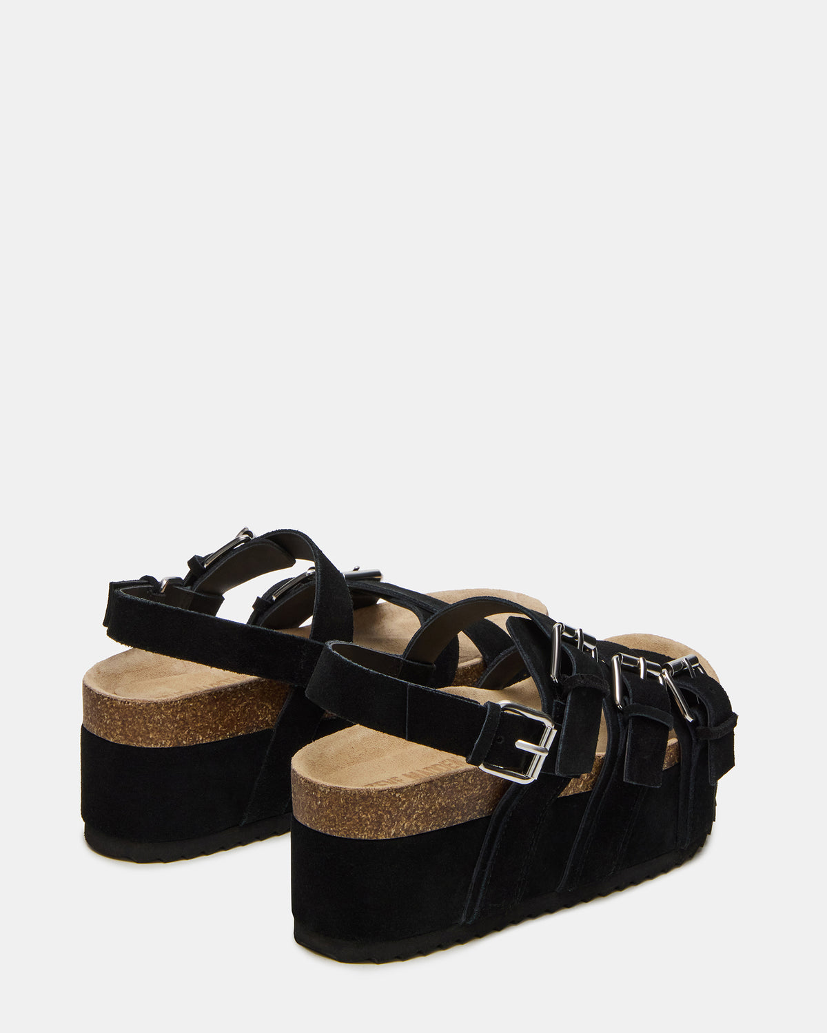 KIWI Black Suede Women's Strappy Platform Sandal | Steve Madden Trusted