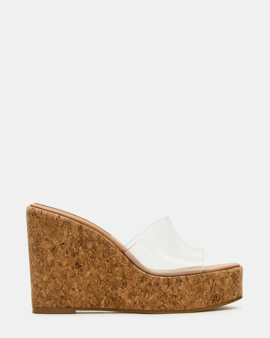 CAYMAN Clear Platform Square-Toe Wedge Women's Sandal | Steve Madden Customer Favorite