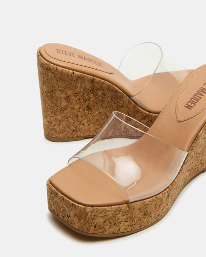 CAYMAN Clear Platform Square-Toe Wedge Women's Sandal | Steve Madden Customer Favorite