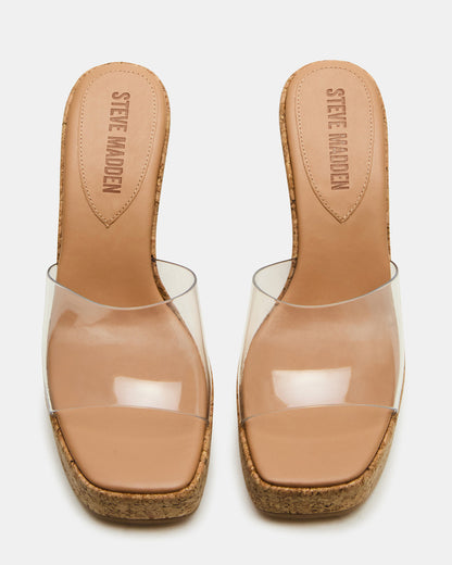CAYMAN Clear Platform Square-Toe Wedge Women's Sandal | Steve Madden Customer Favorite