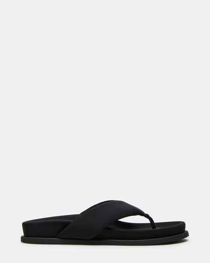 ZINNIA Black Women's Thong Footbed Sandal | Steve Madden Exclusive