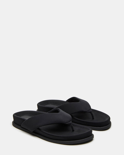 ZINNIA Black Women's Thong Footbed Sandal | Steve Madden Exclusive