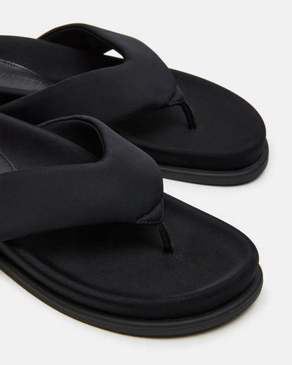 ZINNIA Black Women's Thong Footbed Sandal | Steve Madden Exclusive