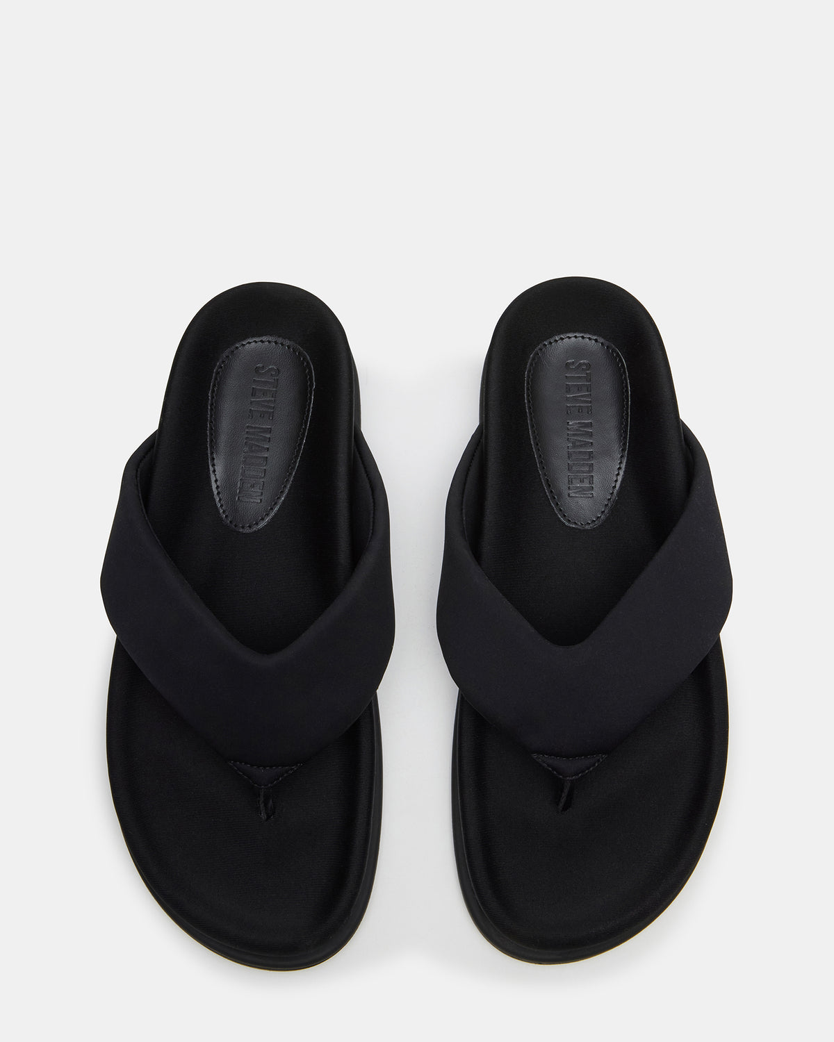 ZINNIA Black Women's Thong Footbed Sandal | Steve Madden Exclusive