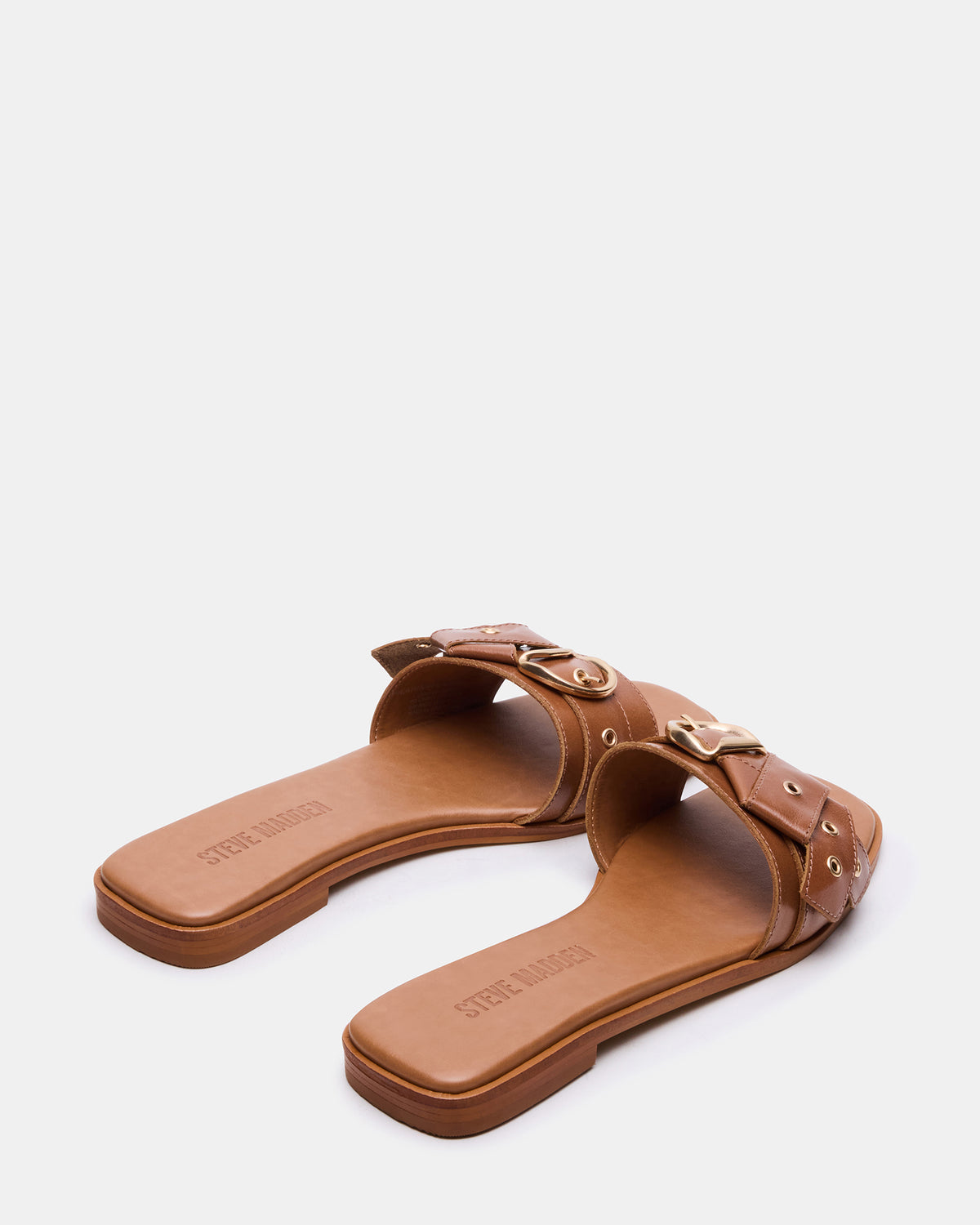 HILARIA Tan Leather Square-Toe Slide Women's Sandal | Steve Madden Essential