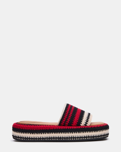 BEACHY Woven Red Multi Platform Slide Women's Sandal | Steve Madden Best Seller