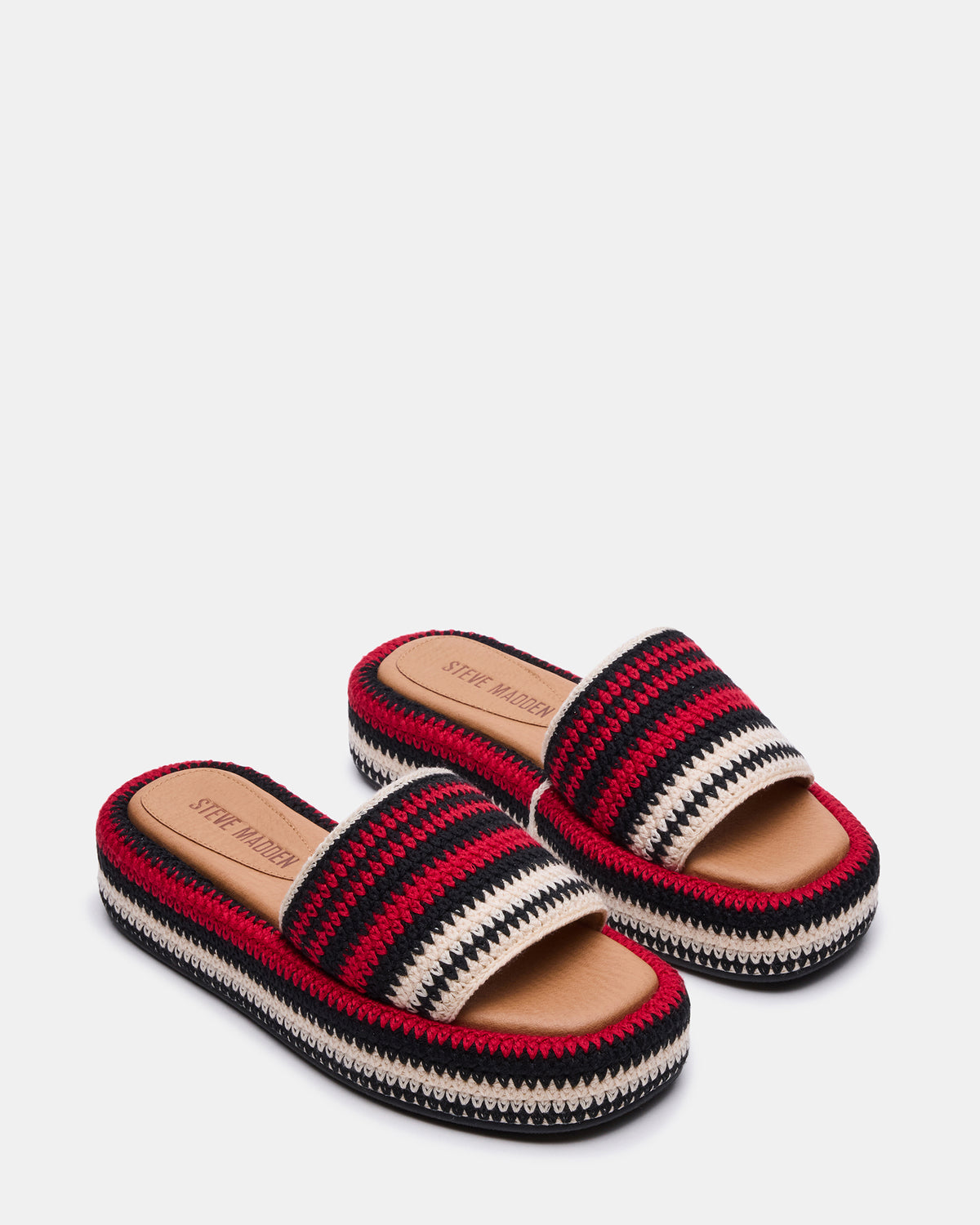 BEACHY Woven Red Multi Platform Slide Women's Sandal | Steve Madden Best Seller