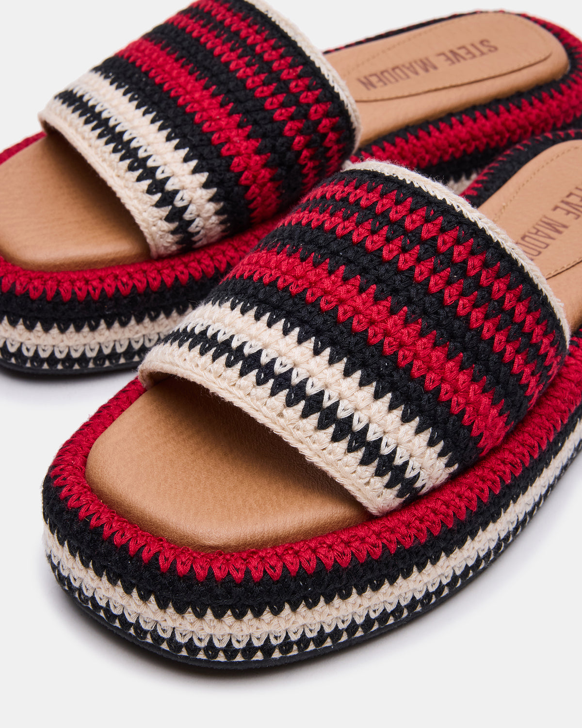 BEACHY Woven Red Multi Platform Slide Women's Sandal | Steve Madden Best Seller