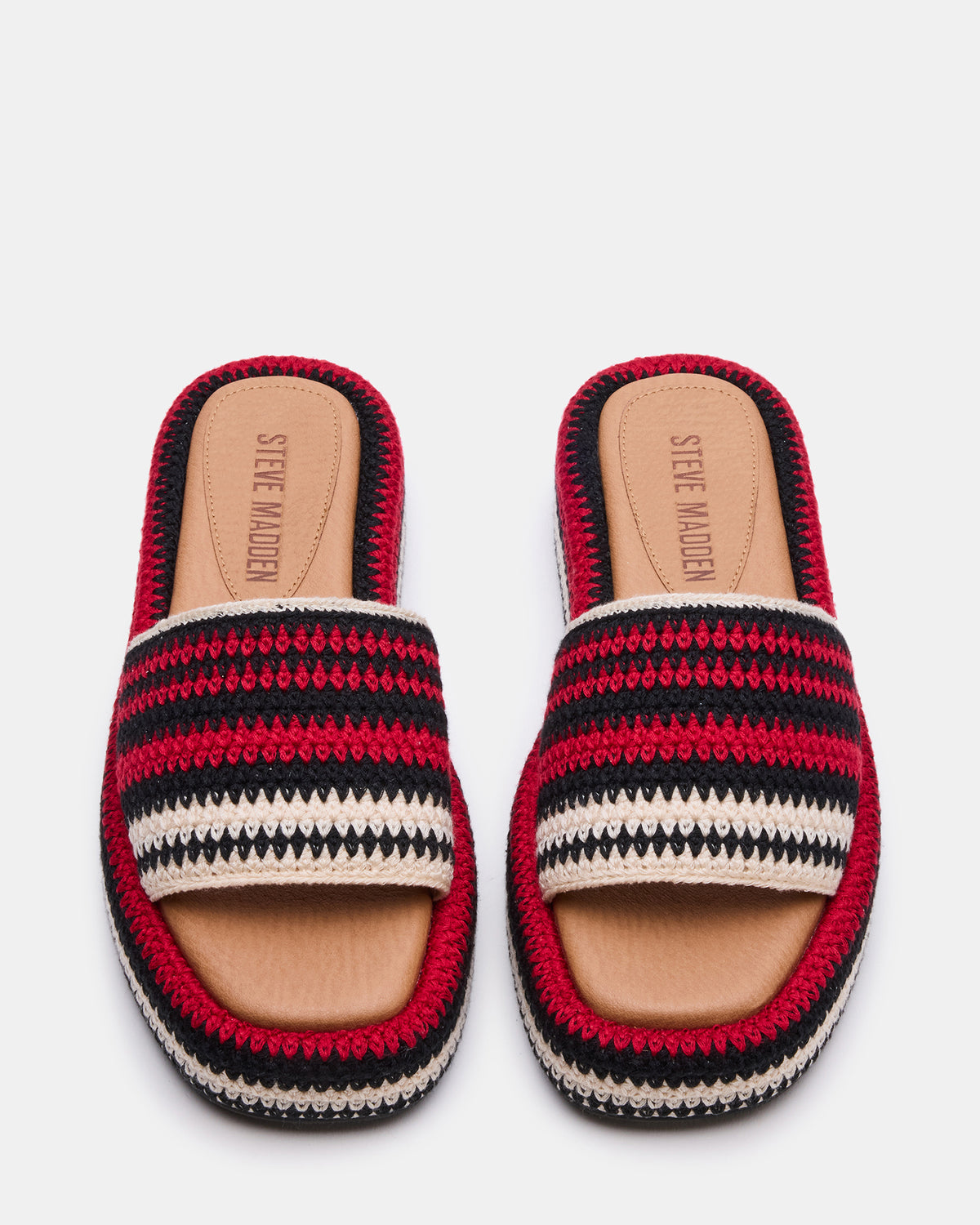 BEACHY Woven Red Multi Platform Slide Women's Sandal | Steve Madden Best Seller