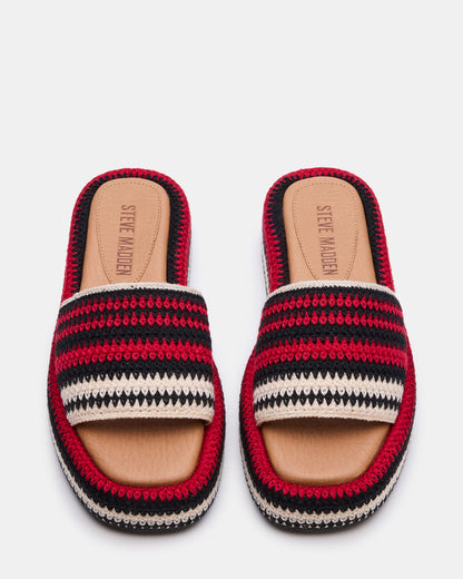 BEACHY Woven Red Multi Platform Slide Women's Sandal | Steve Madden Best Seller