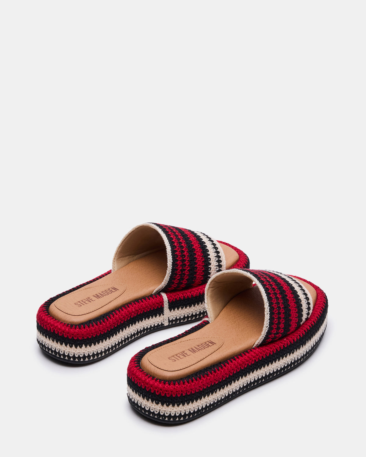 BEACHY Woven Red Multi Platform Slide Women's Sandal | Steve Madden Best Seller