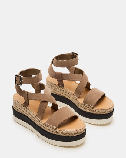 SOREN Taupe Suede Women's Espadrille Sandal | Steve Madden Signature