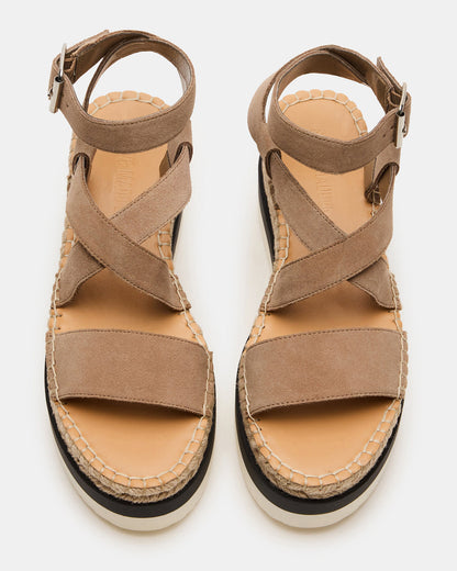 SOREN Taupe Suede Women's Espadrille Sandal | Steve Madden Signature