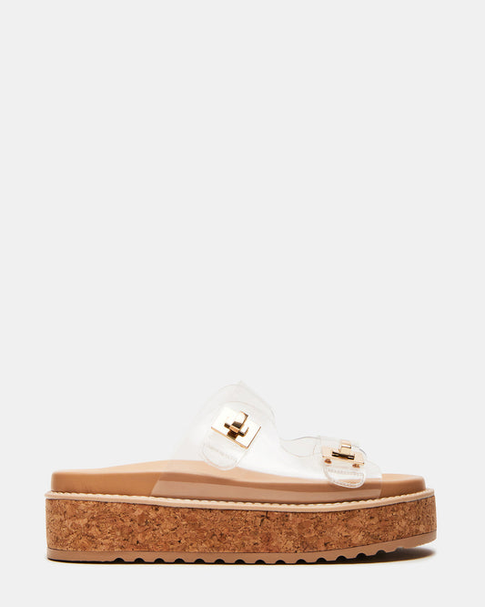 BIGSCHMONA Clear Suede Women's Platform Slide Sandal | Steve Madden Essential