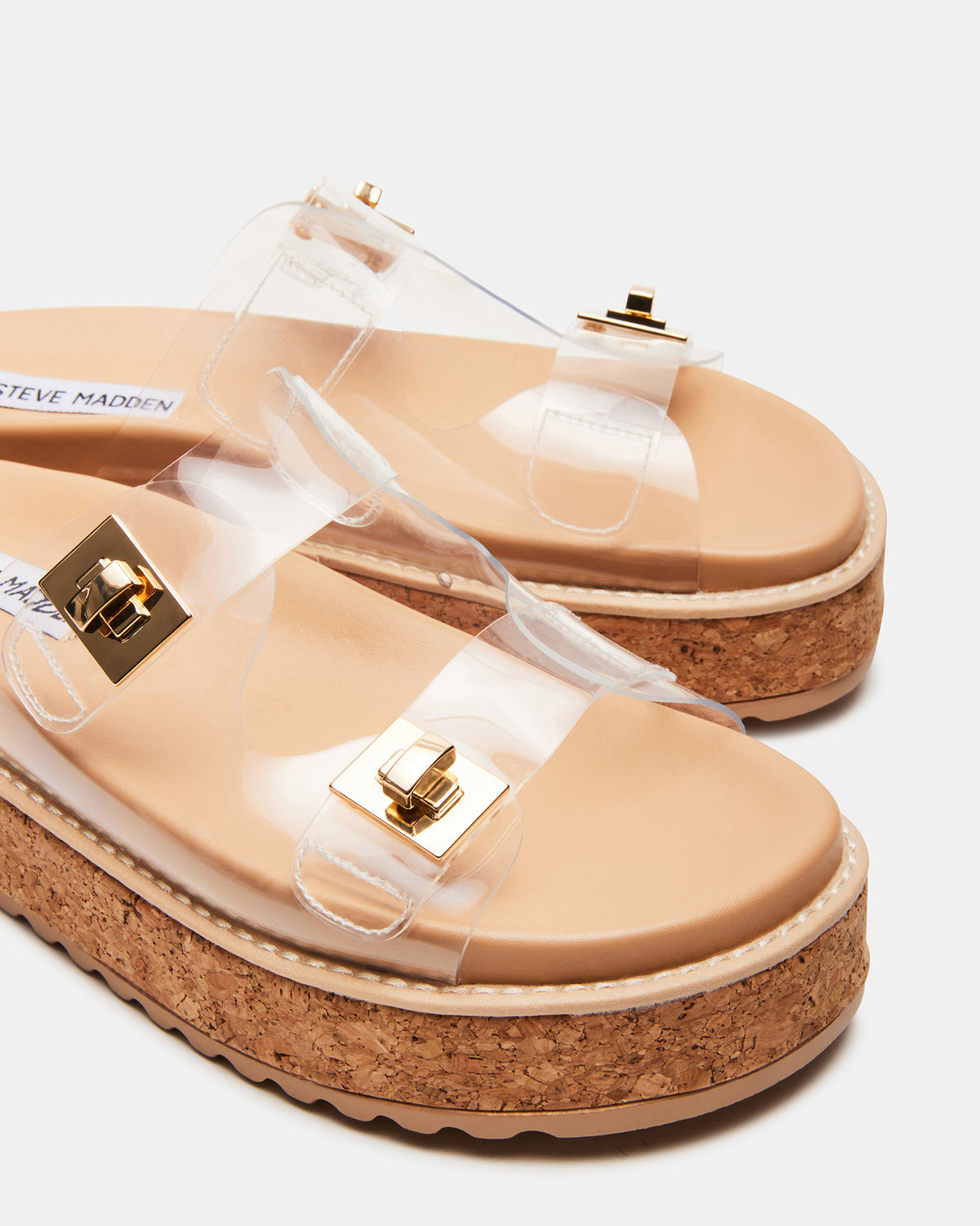 BIGSCHMONA Clear Suede Women's Platform Slide Sandal | Steve Madden Essential