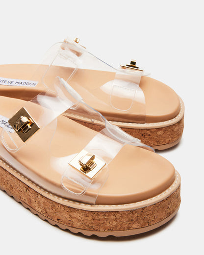 BIGSCHMONA Clear Suede Women's Platform Slide Sandal | Steve Madden Essential